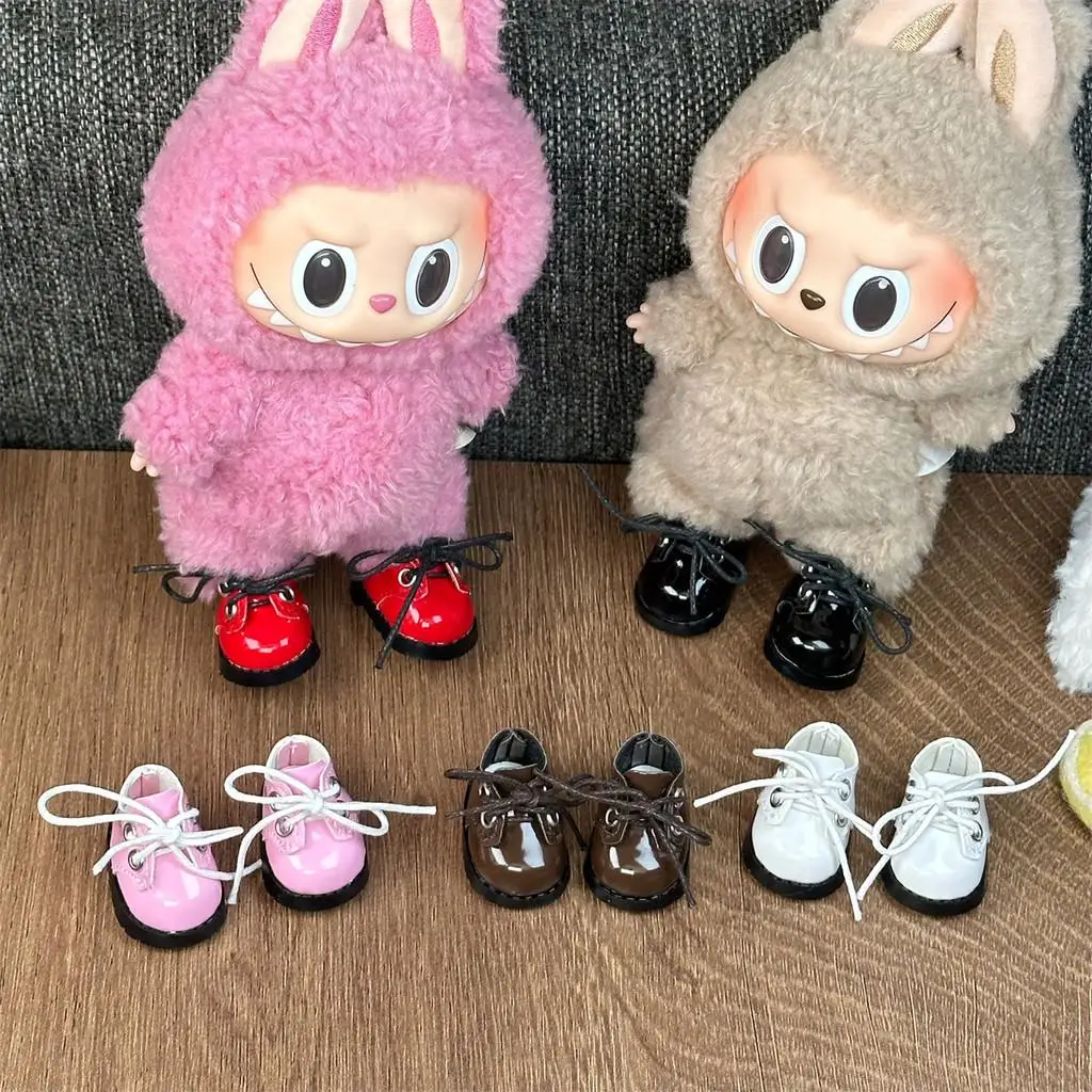 Mini ropa para muñeca, accesorios para 15-17cm, Labubu Idol y muñeca de algodón de 10cm, zapatos de cuero, zapatos de juguete, regalo