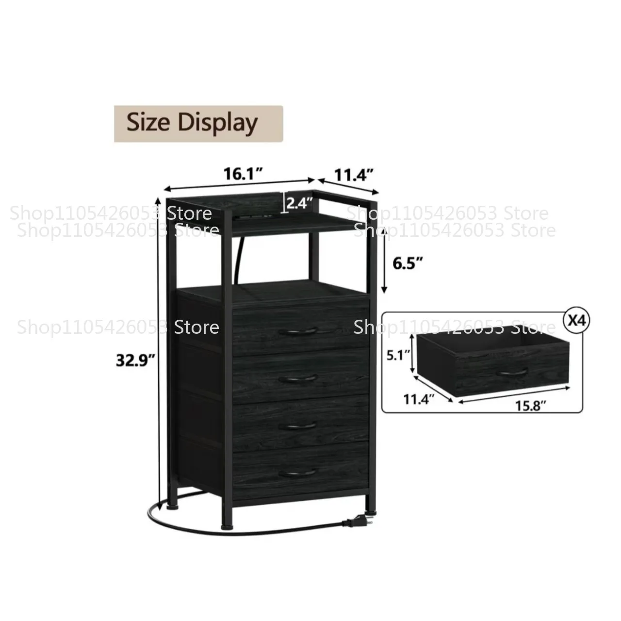 Household bedside table with drawer lamp power strip Bedroom storage cabinet Side cabinet