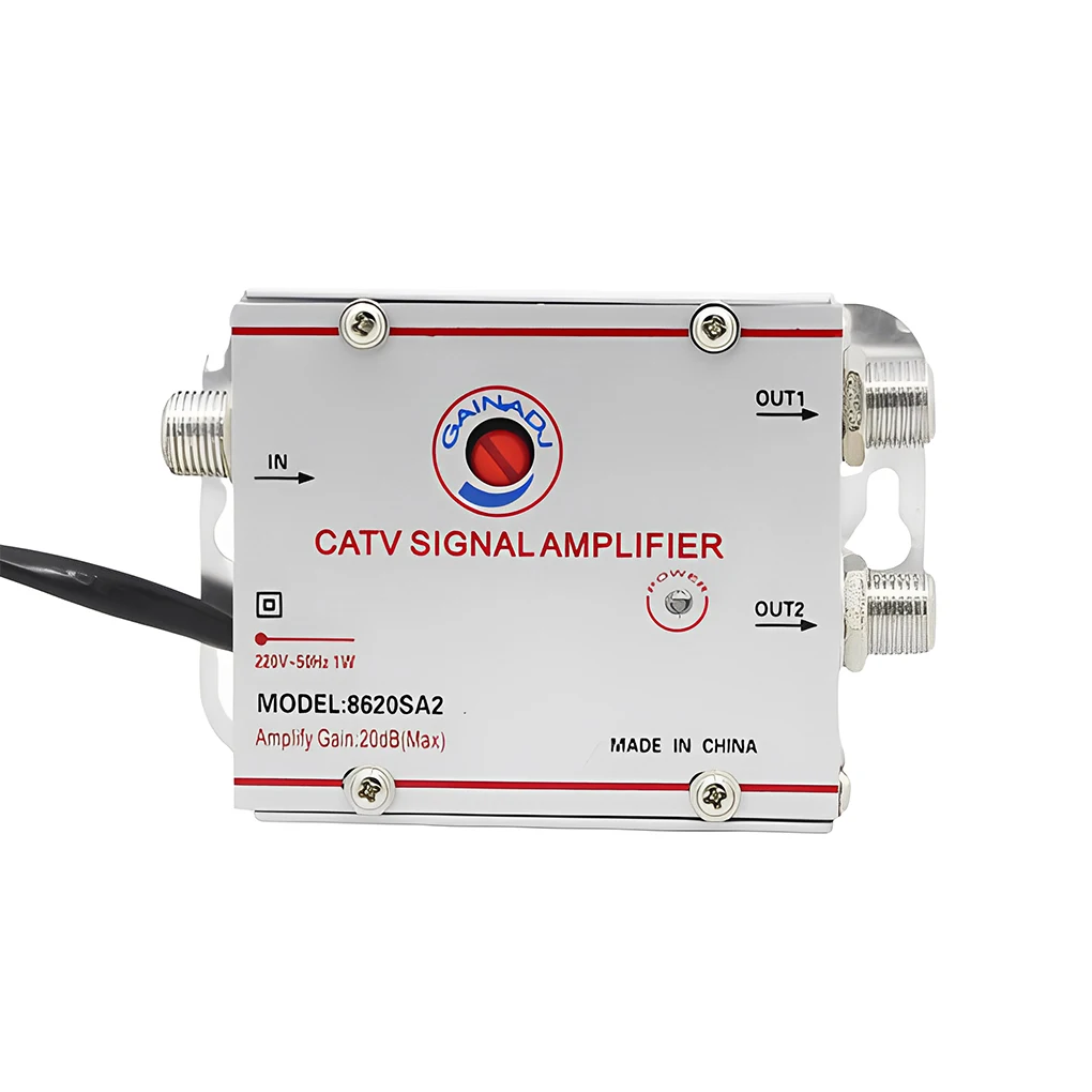 Standard AC 220V 2-Way CATV Signal Amplifier Video Assistor Splitter Adapter