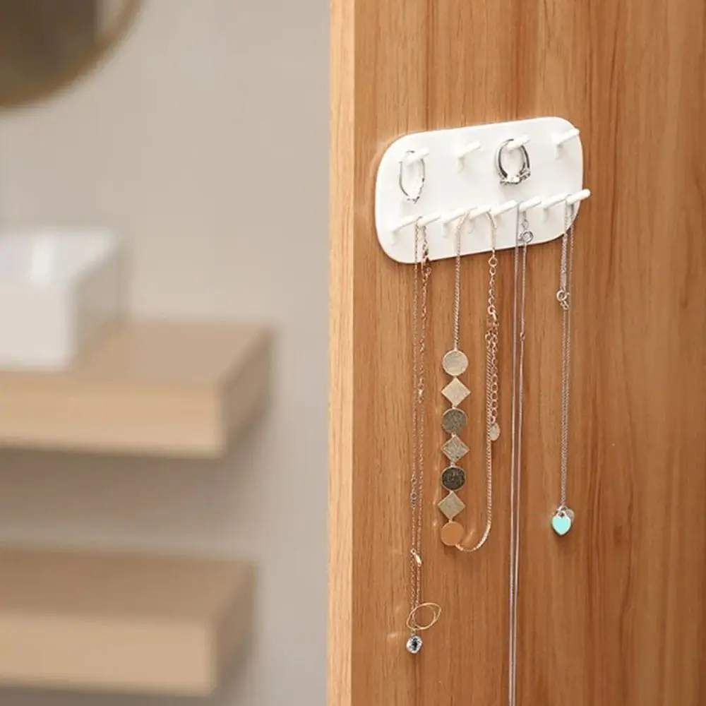 Wall-Mounted PP Jóias Armazenamento Rack, Brinco e Colar Display Rack, Ajustável e Multifuncional, Sem Perfuração