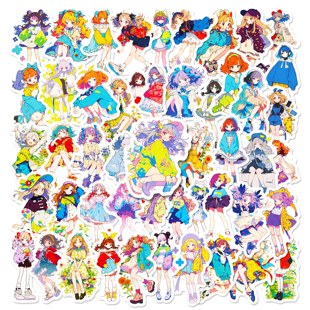 10/30/50pcs Mixed Anime Girl Characters Stickers Aesthetic Cute Japan Cartoon Decals Stationery Laptop Phone Decoration Sticker