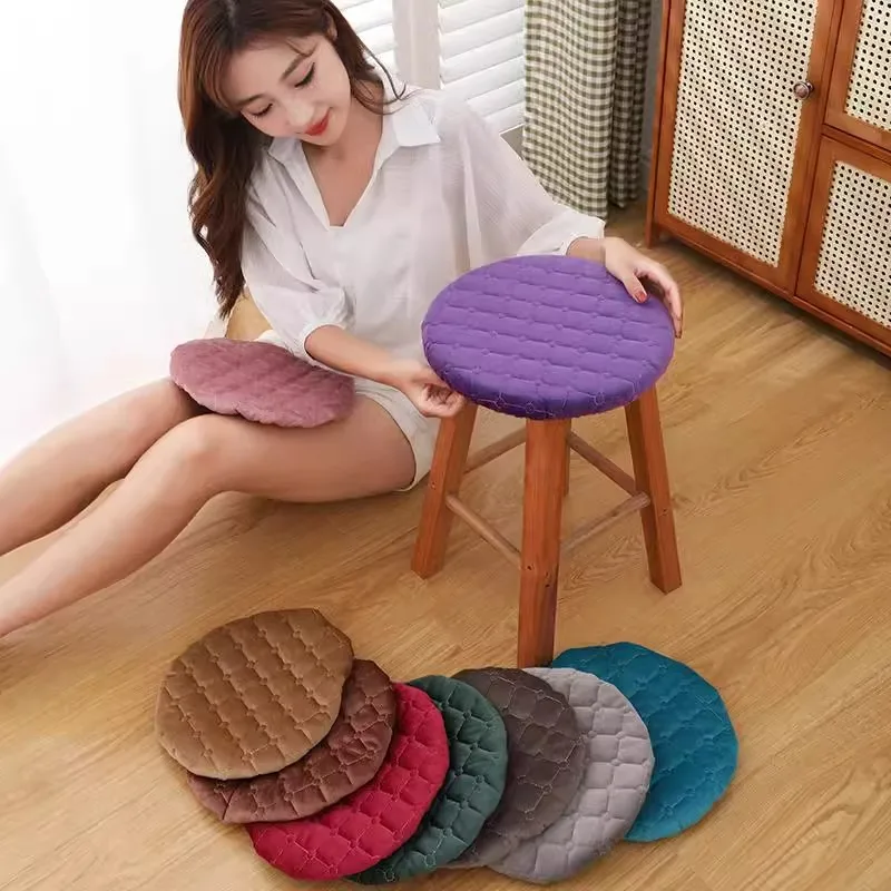 Thickening Solid Color Elastic Round Stool Covers Universal Bar Counter Lifting Chair Cover Soft Anti Dirty Dining Stool Covers
