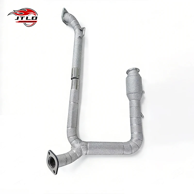 304 Stainless Steel Exhaust Downpipe With Heat Shield For Porsche Boxter 718 2.0t Downpipe With Euro 5 200 Cell