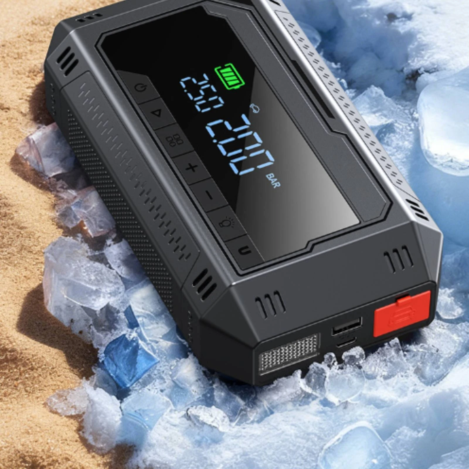 Car Jump Starter with Air Compressor Powerful Jump Starter with Air Compressor Portable Power Bank with Flashlight Smart