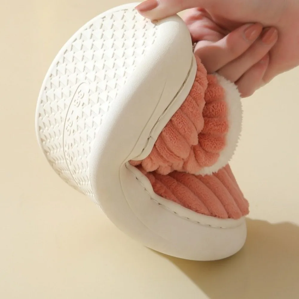 

Ретро-тапочки из теплого хлопка с пушистым мехом, однотонные, на мягкой подошве, для дома и помещений.