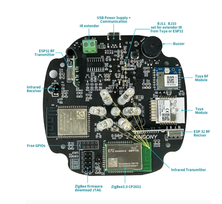 Kincony-airies intelligent AG Pro + passerelle ESP32, télécommande universelle Tuya, contrôleur IR RF, fonctionne avec ESPHome, assistant domestique intelligent Tasendants a