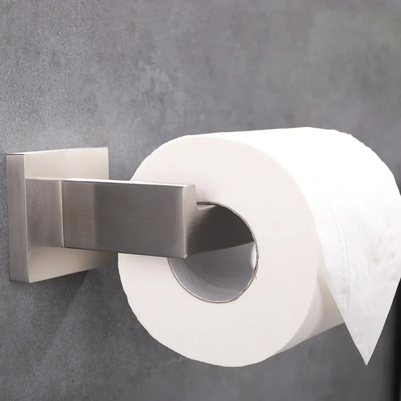 New Paper Holders Stainless Steel Toilet Roll Holder Self Adhesive in Bathroom Tissue Black Finish Easy Installation No Screw