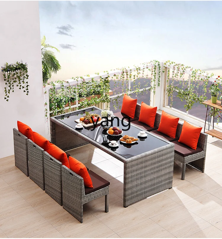 LH Outdoor-Rattanstuhl, Kombination aus Rattan-Balkon, Freizeittisch und Stuhl