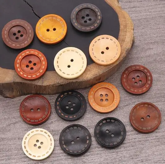 20pcs/Lot Size:9mm-35mm Retro Two eyes and four eyes wooden Buttons round Button women's Sweater coat Clothing Sewing(SSA-3850)