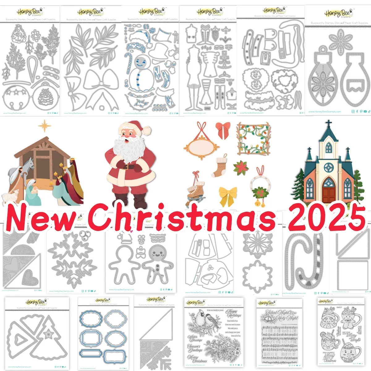 Santa Nativity Scene Snowman Tree Metal Cutting Dies Clear Stamps Stencil for DIY Scrapbook Diary Decoration Christmas 2025