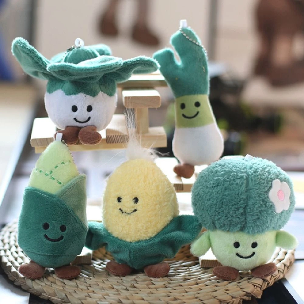 

Kawaii Funny Plant Plush Doll Keychain Scallion Vegetable Cute Bag Pendant Gifts Schoolbag Accessories Car Key Ring