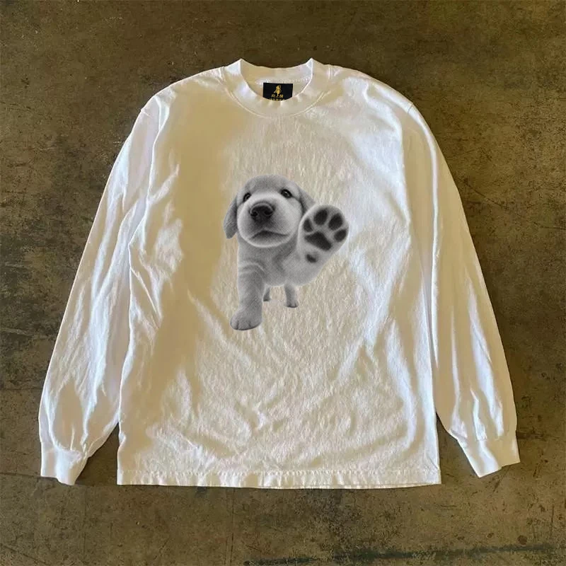 Long Sleeve T-Shirt 310 Pure Cotton Double Thread Women's Style Three Needle Charitable Fundraising Upward Hero American Couple