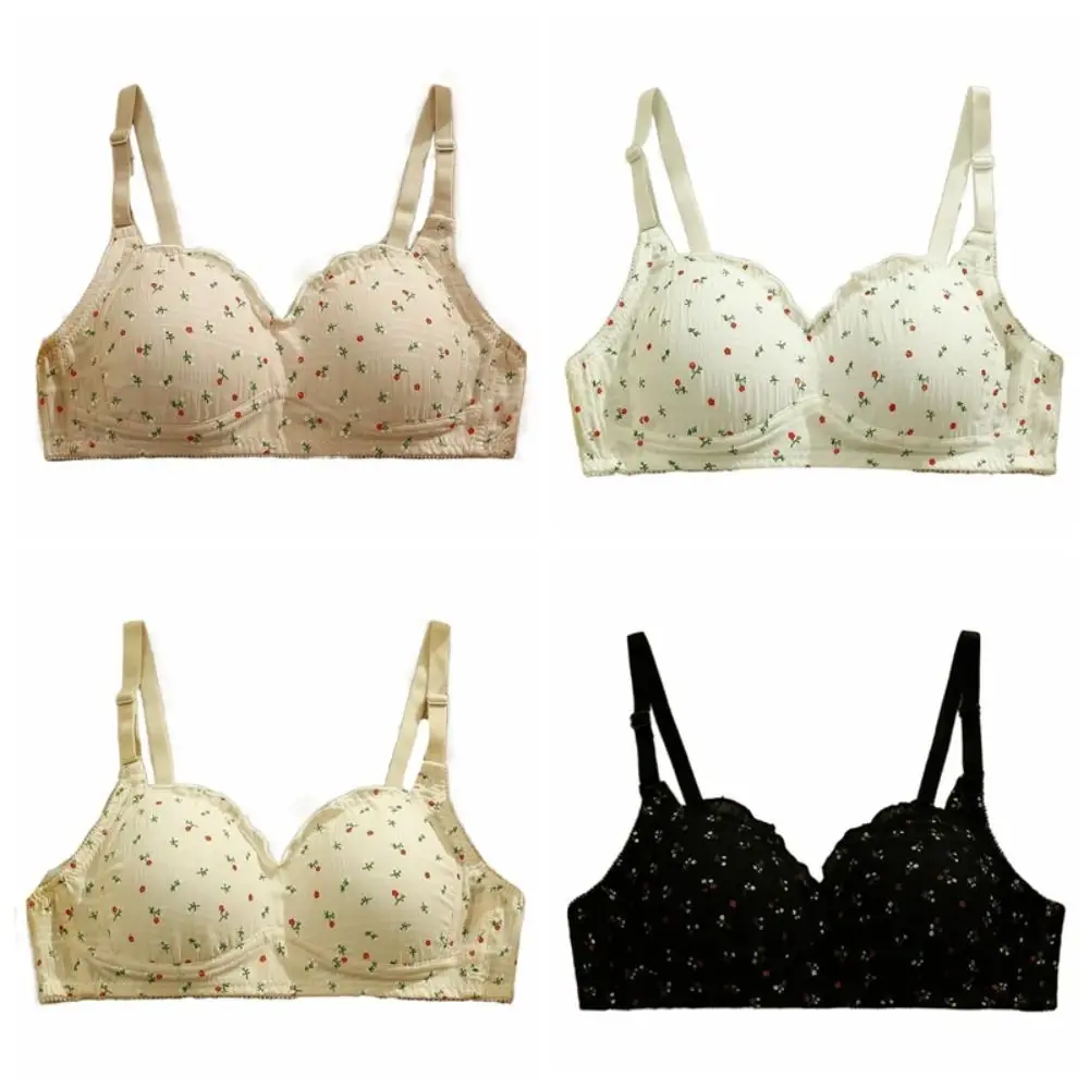 薄い甘い花ワイヤレスディープ V ブラジャー下着抗たるみブラジャー女性のための耐衝撃ランジェリープッシュアップブラジャーギフト