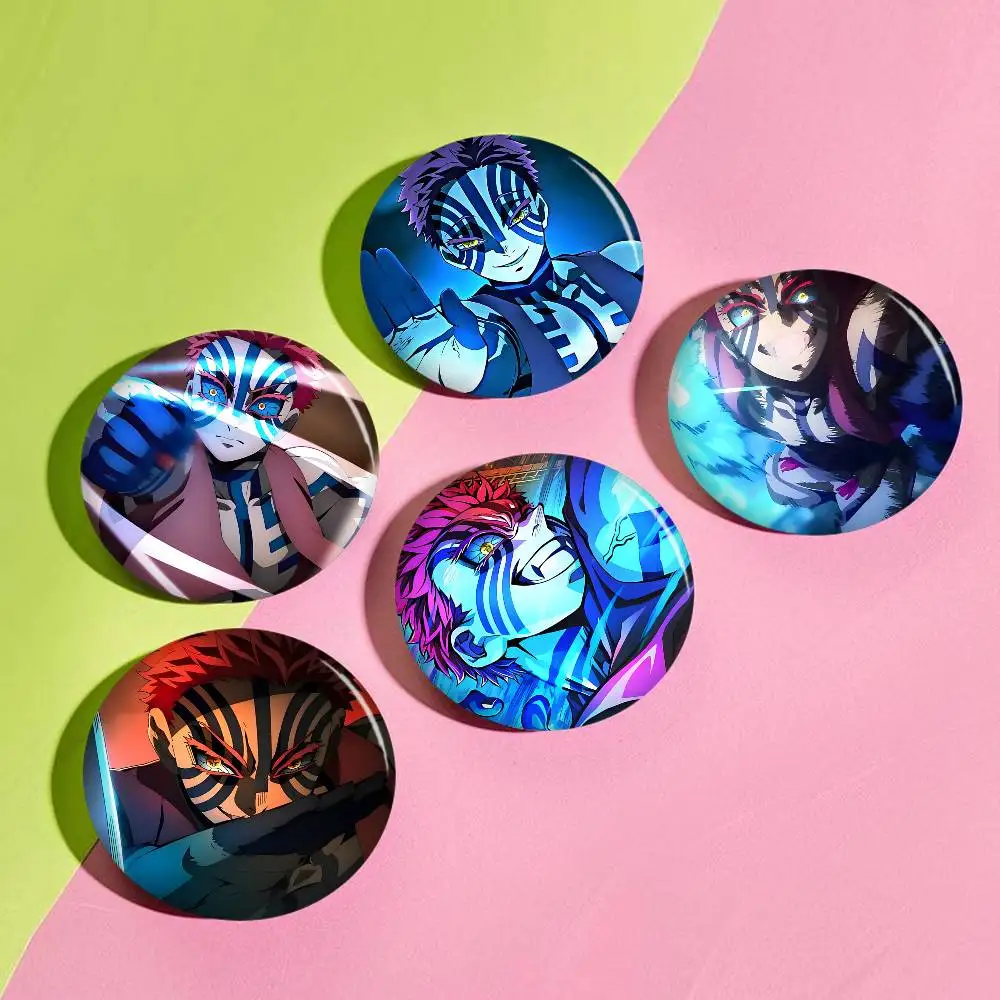 Akaza Anime Character Creative Tinplate Soft Button Pins Animal Icon Brooch Lapel Backpack Badge Accessories Pin