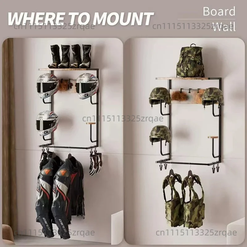 Wooden Motorcycle Helmet Rack Wall Mounted Display Rack Hook Motorsport Equipment Rack Hanger