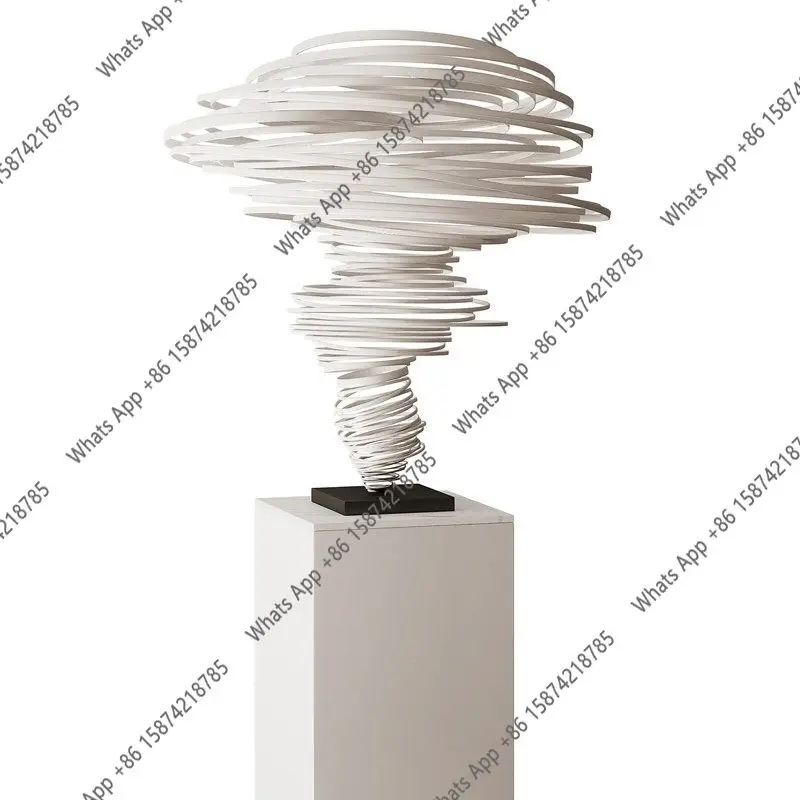 Abstract whirlwind stainless steel sculpture custom streamer tornado ornament outdoor hotel sales department water feature