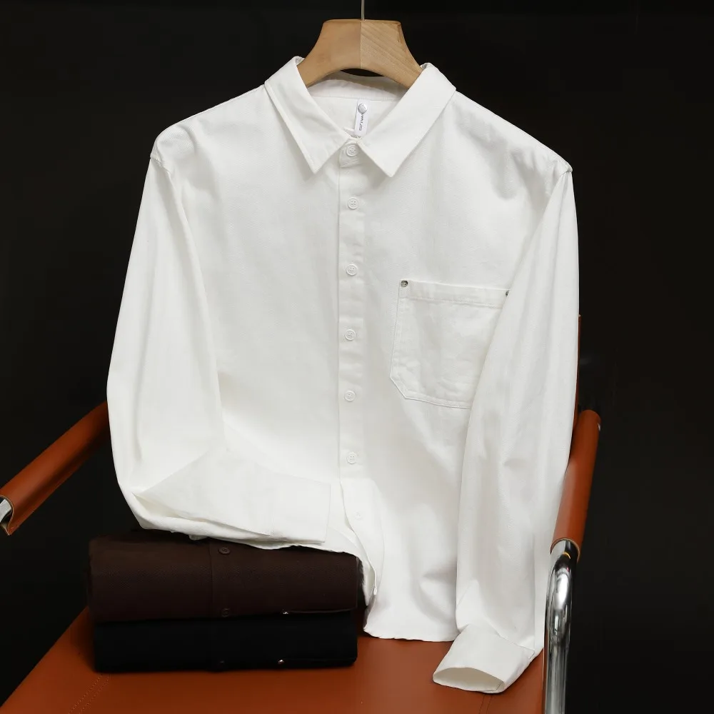 

TRAF ZR Fall Male Shirts Cotton 100℅ Japanese Style White Long Sleeve Fashion Elegant Mens Streetwear Shirt for Man Blouse Top