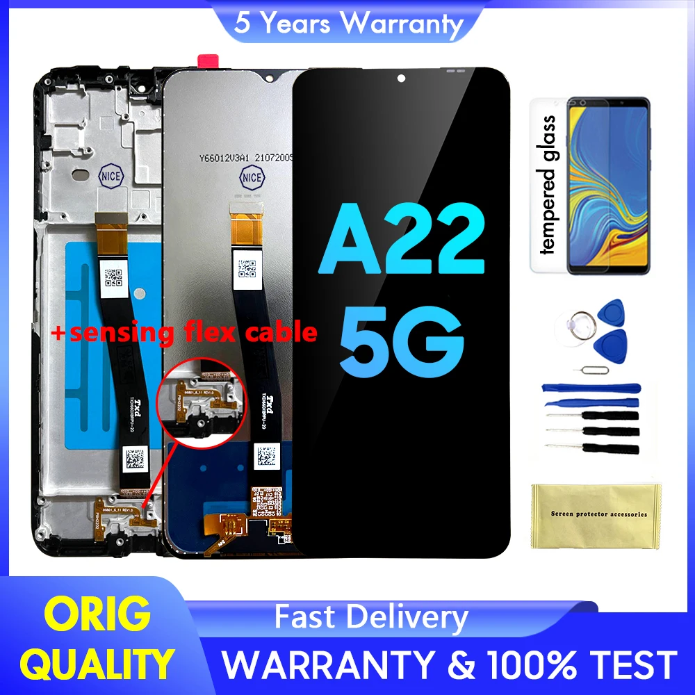 100% Tested Replacement for Samsung A22 5G LCD for Galaxy A22s 5G SM-A226B A226B/DS Display with Digitizer Touch Screen Assembly