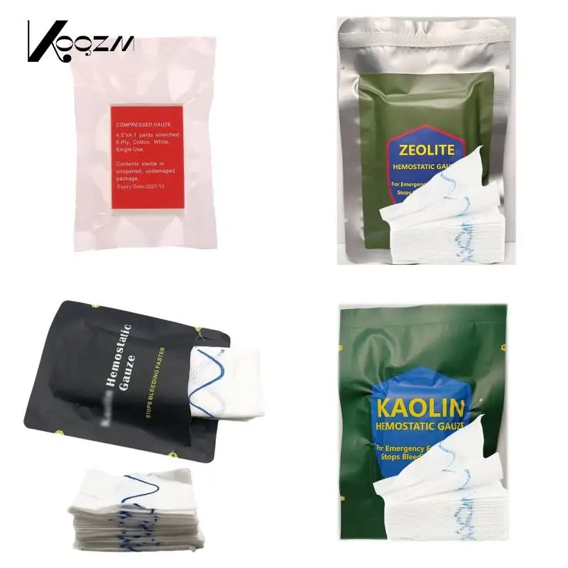 Medical Wound Dressing Hemostatic Kaolin Gauze Combat Emergency Trauma Z-Fold Soluble For Ifak Tactical Military First Aid Kit