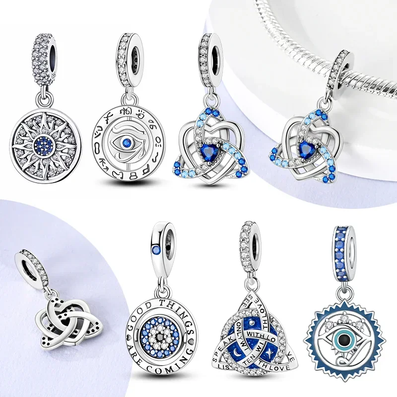 925 Sterling Silver Heart Celtic Knot Charms Lucky Eye Beads Pendants Fit Original Bracelet Fine DIY Jewelry Gift for Women