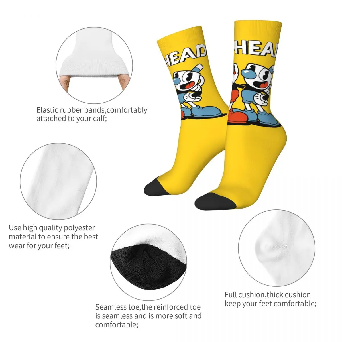 Happy Funny Male Men Socks Harajuku CupHead Mugman Game Sock Sport Women Socks Spring Summer Autumn Winter