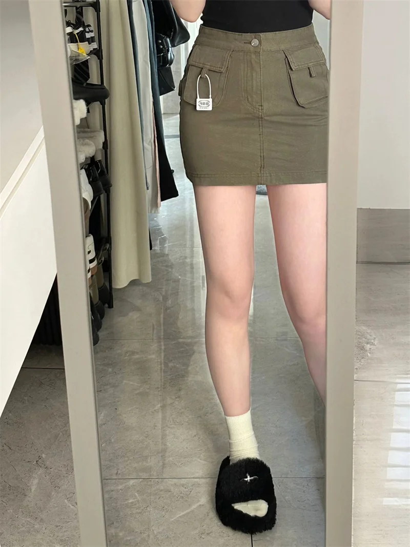 

Retro Workwear Denim Skirt Women's High Waist A-Line ort Skirts Design Sensation Small ence Large Size