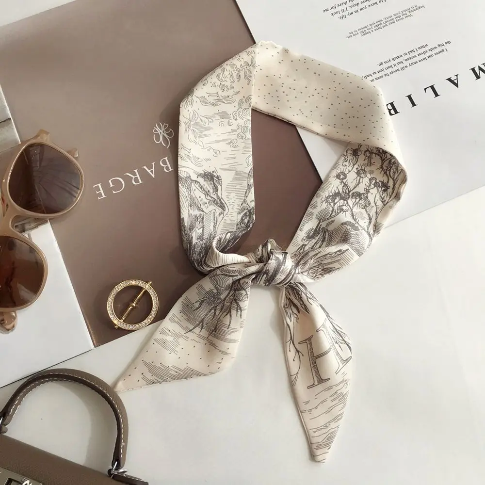 وشاح الزهور الشريط الطويل رئيس حبل مضفر الشعر الكورية نمط عقال الطباعة وشاح الشعر وشاح حريري عقال الإناث أغطية الرأس