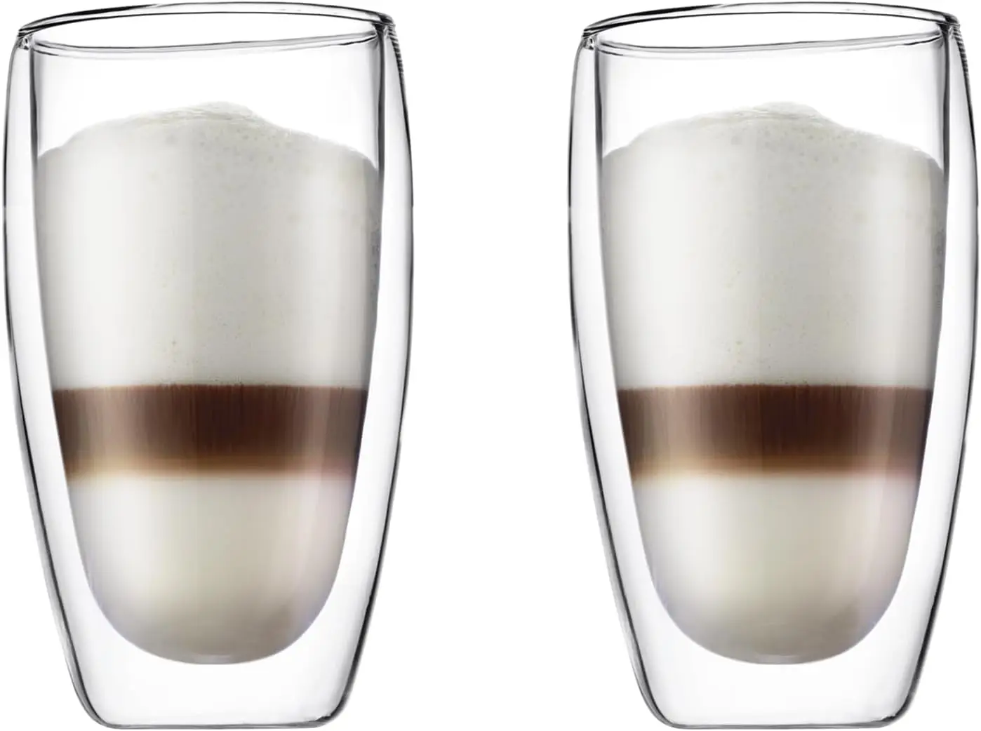 

Set of 2 Clear Double Wall Borosilicate Glass Mugs, 15oz High-Heat Resistant for Hot Drinks