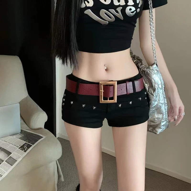 

new summer young women girls mid waist streetwear Denim Shorts