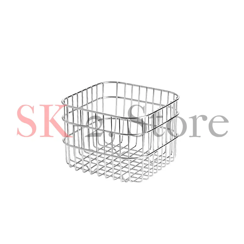 304 Stainless Drain Basket Household Kitchen Storage Square Fruit Vegetable Cosmetics Storage Basket