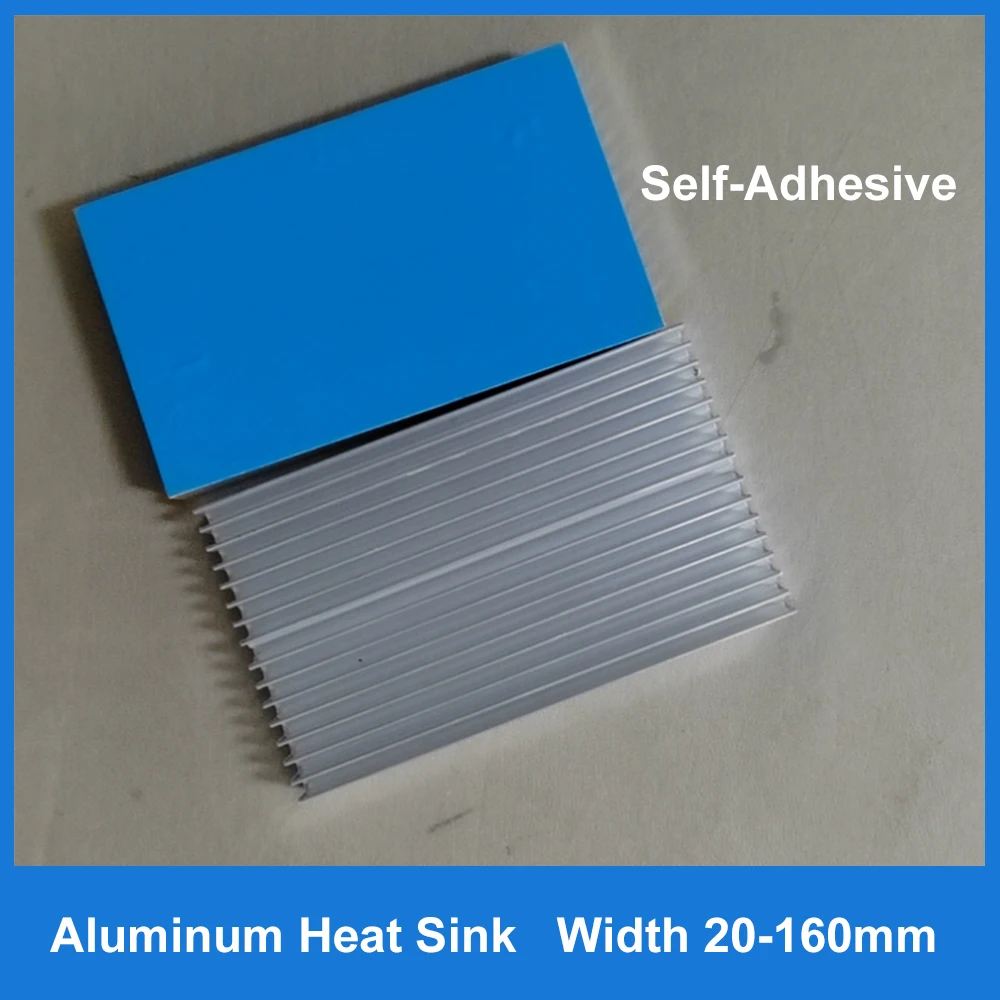 1pcs Self-Adhesive Heat Sink Aluminum Profile Cooling Cooler Width 20-160mm Motherboard Electronic Chip Wait Heat Dissipation