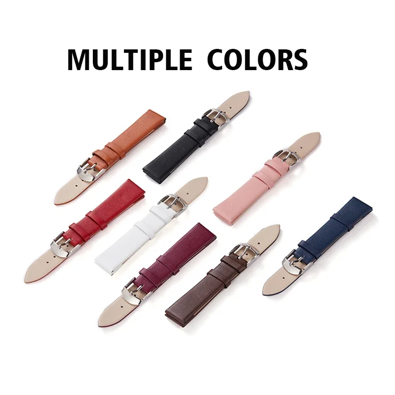 Leather Watch Band 14mm 16mm 18mm 20mm 22mm Thin Smooth Watch Straps Belt Bracelets Soft Comfortable Leather Strap