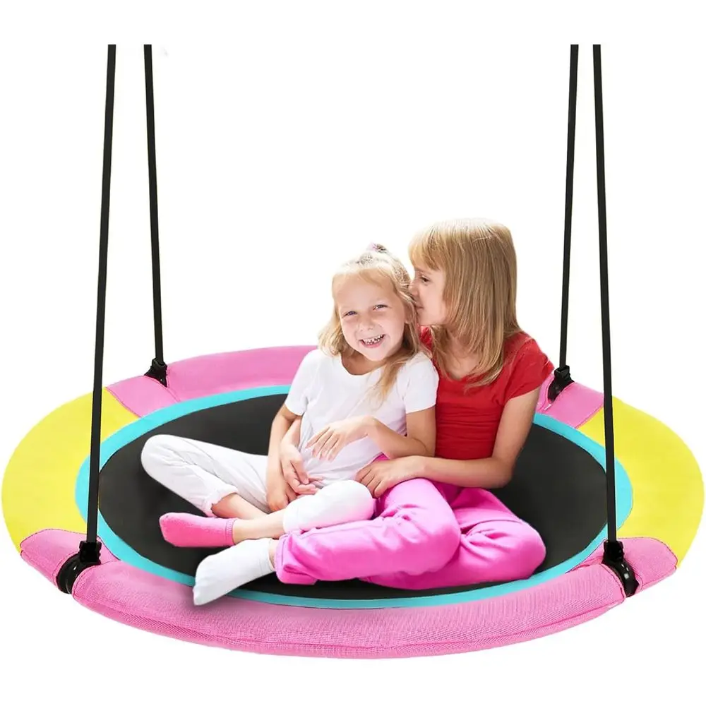 

40 Inch Saucer Tree Swing or Kids Outdoor, Textilene abric Tear & UV Resistant Waterproo, Round Disc Circle Swing Set or Backyar
