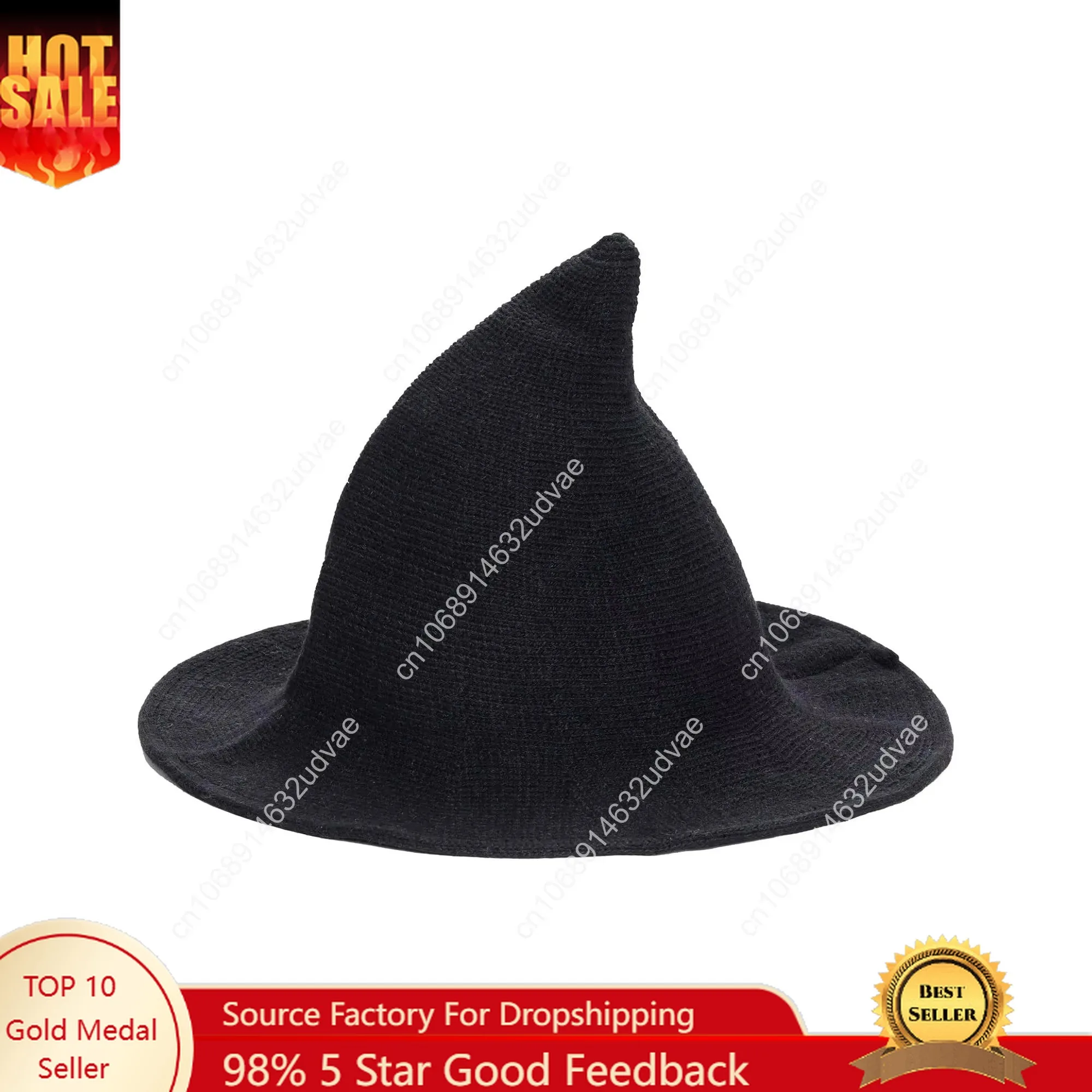 

Halloween Hat Wool Knitted Cap for Witch Women Party Decor Masquerade Cosplay Costume Accessory Christmas Birthday