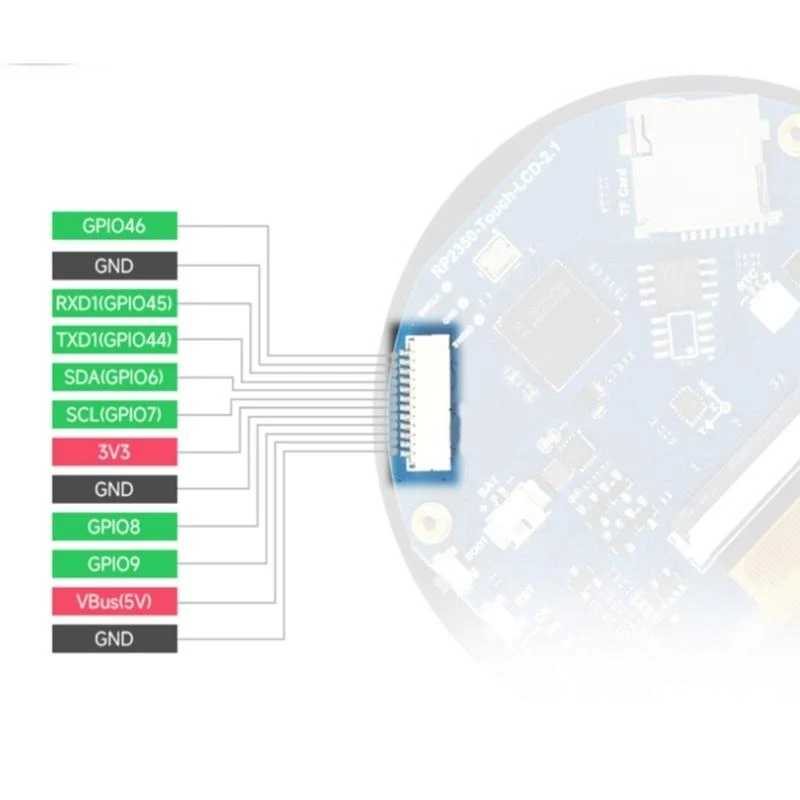 480x480 Expansion Board RP2350 Programmable Microcontroller Board 2.1inch Round LCD Display Touchable Screen Replacement F19E