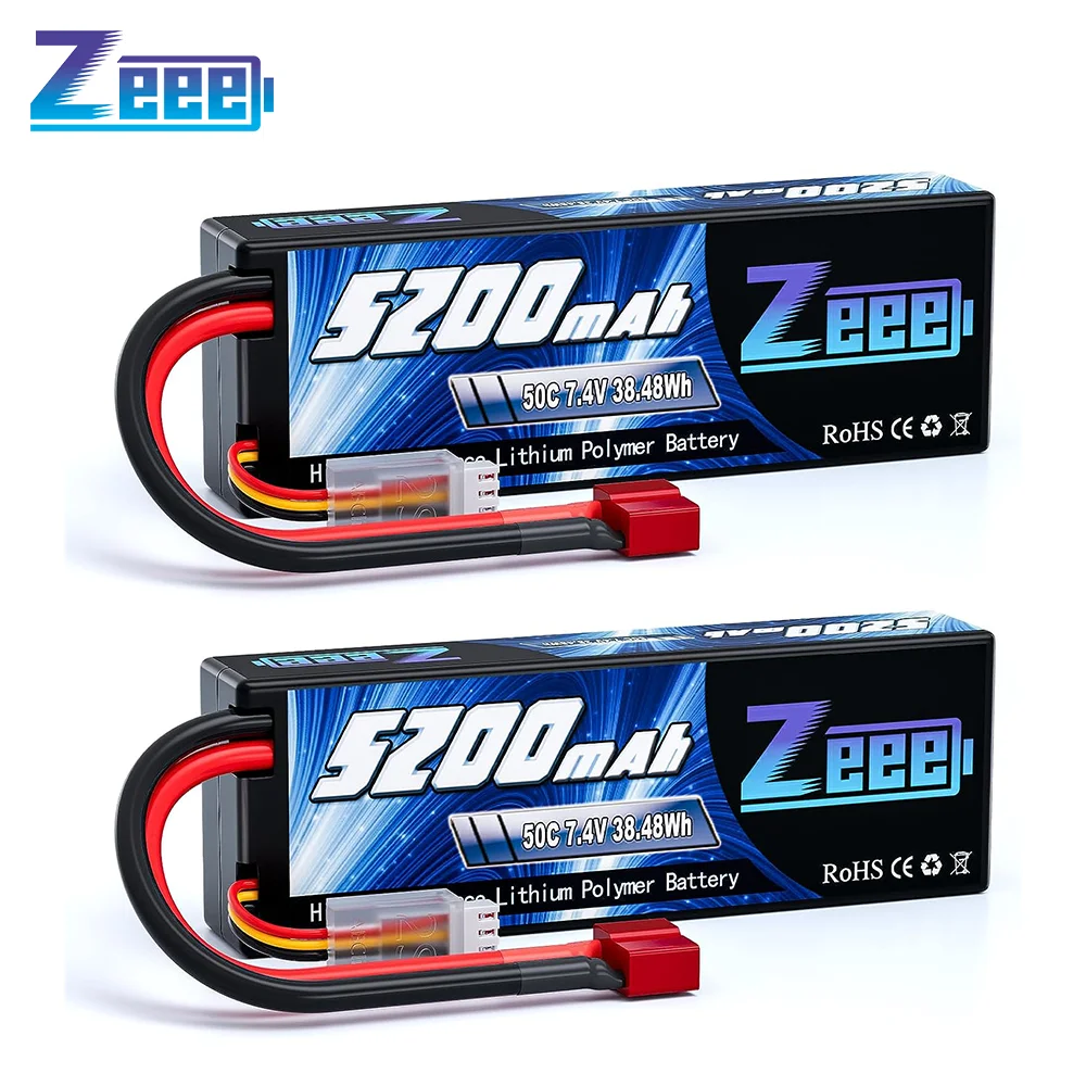 2 Zeee 5200MAh 7.4V 50C Pin Lipo Cho Xe RC 2S RC Pin Lipo Với Deans cắm Cho RC Máy Bay Không Người Lái Xe Ô Tô Xe Máy Bay Trực Thăng Thuyền