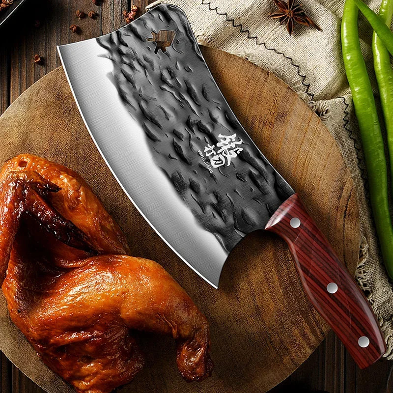 Bone-cutting knife, home use forged kitchen knife specifically, sharp kitchen knife suitable for both meat chopping and slicing.