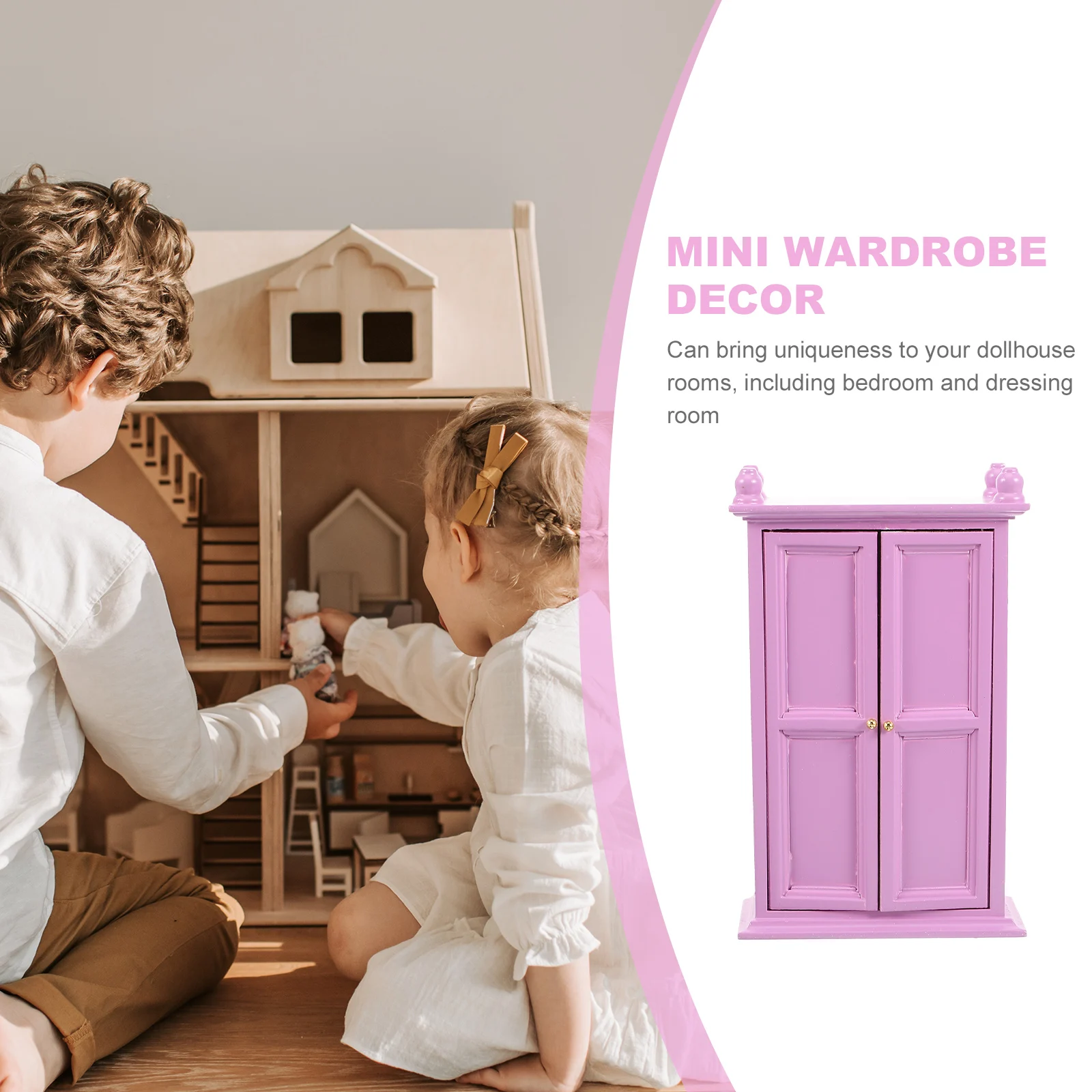 Decor House Mini Wooden Decoration Cabinet Furniture Small Accessories Micro Scene Dollhouse Doors