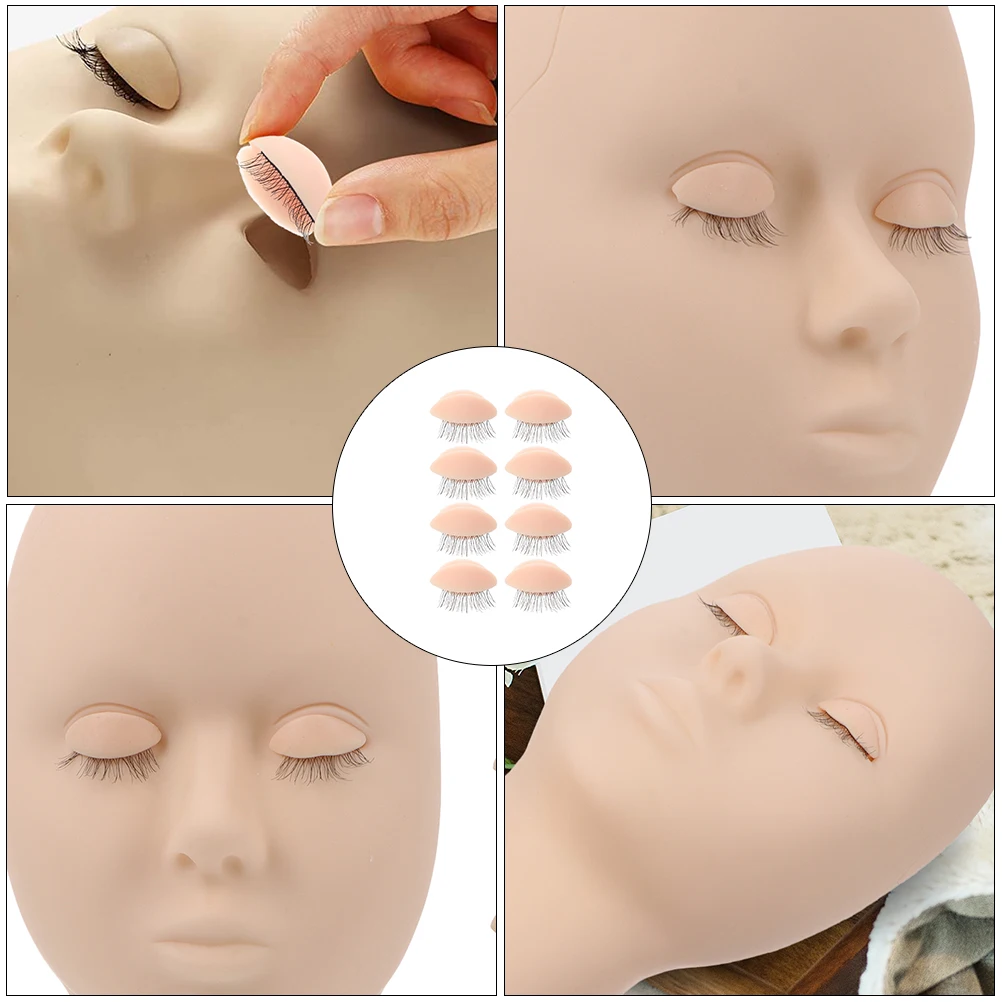 

4 Pairs Eyelash Extension Mold Supple Silicone Material Detachable Practice Eye Mold For Beginners Makeup Training Grafting