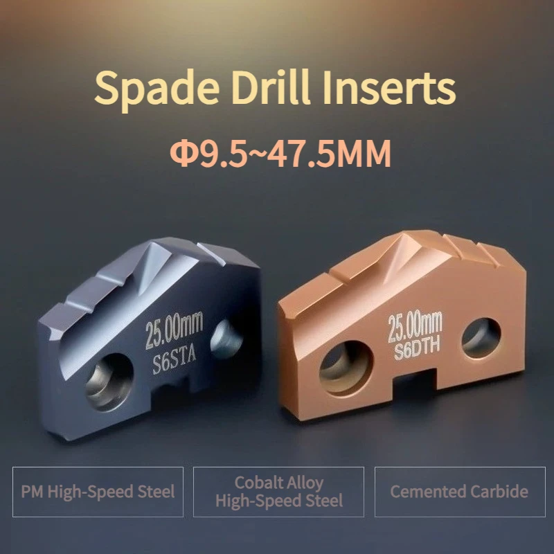 TiAlN Coated 9.5-114mm Spade Crown Deep Hole Drill, Cobalt Tungsten Carbide Inserts, Cobalt Containing Powder HSS