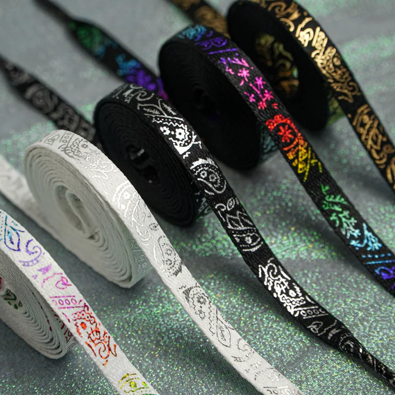 1Pair Black and White Flat Printed Shoelaces High-Quality Shoelace for Sneakers and Casual Shoes
