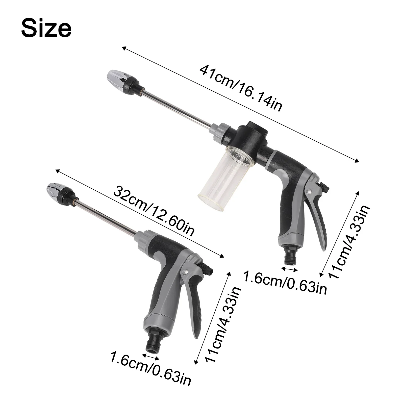 Hose Nozzle for Car Wash and Garden Use with Selectable Spray Patterns Including Cone Fan Jet and Shower for Controlled Flow