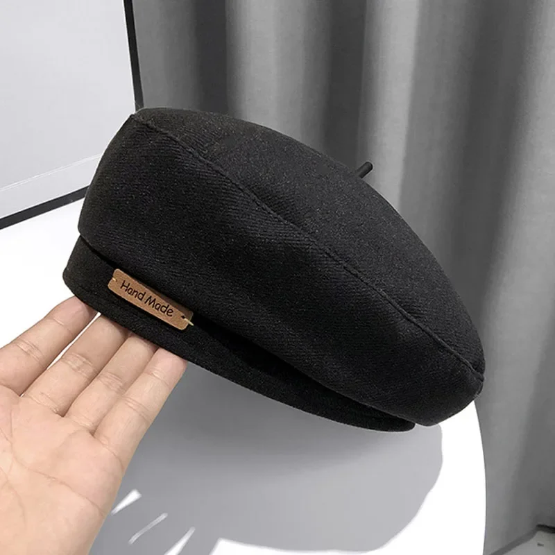 Solid Color Women Berets Korean Fashion Retro Octagonal Hat Elegant Lady Artist Painter Cap Y2K Kpop Egirl Newsboy Beanie Bonnet