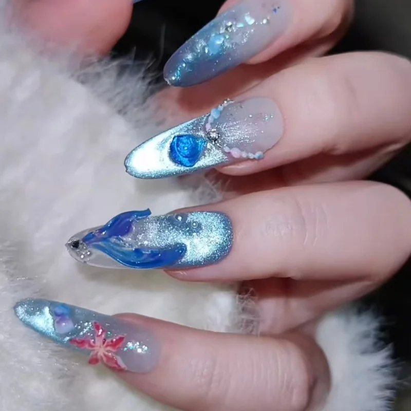 Deep Sea Elements Blue Series Nail Art Decorations Transparent Silicone Mold Dolphin Star Coral Sea Horse Jellyfish Shape