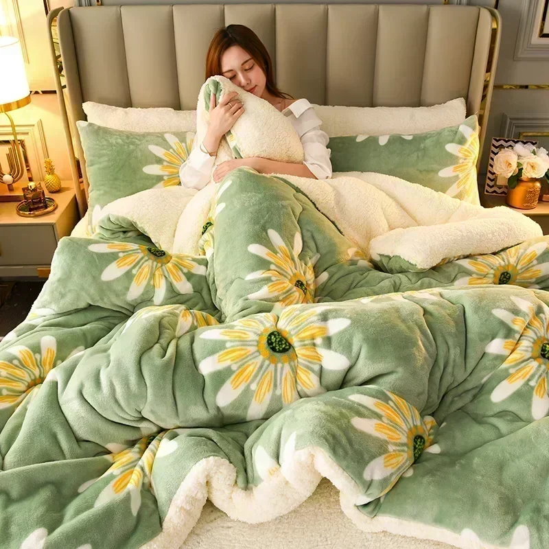 Daisy Super Thick Warm Spring Autumn Blankets for Beds Lambswool Thicken Warmth Blanket Soft Fluffy Weighted Blanket Comforter