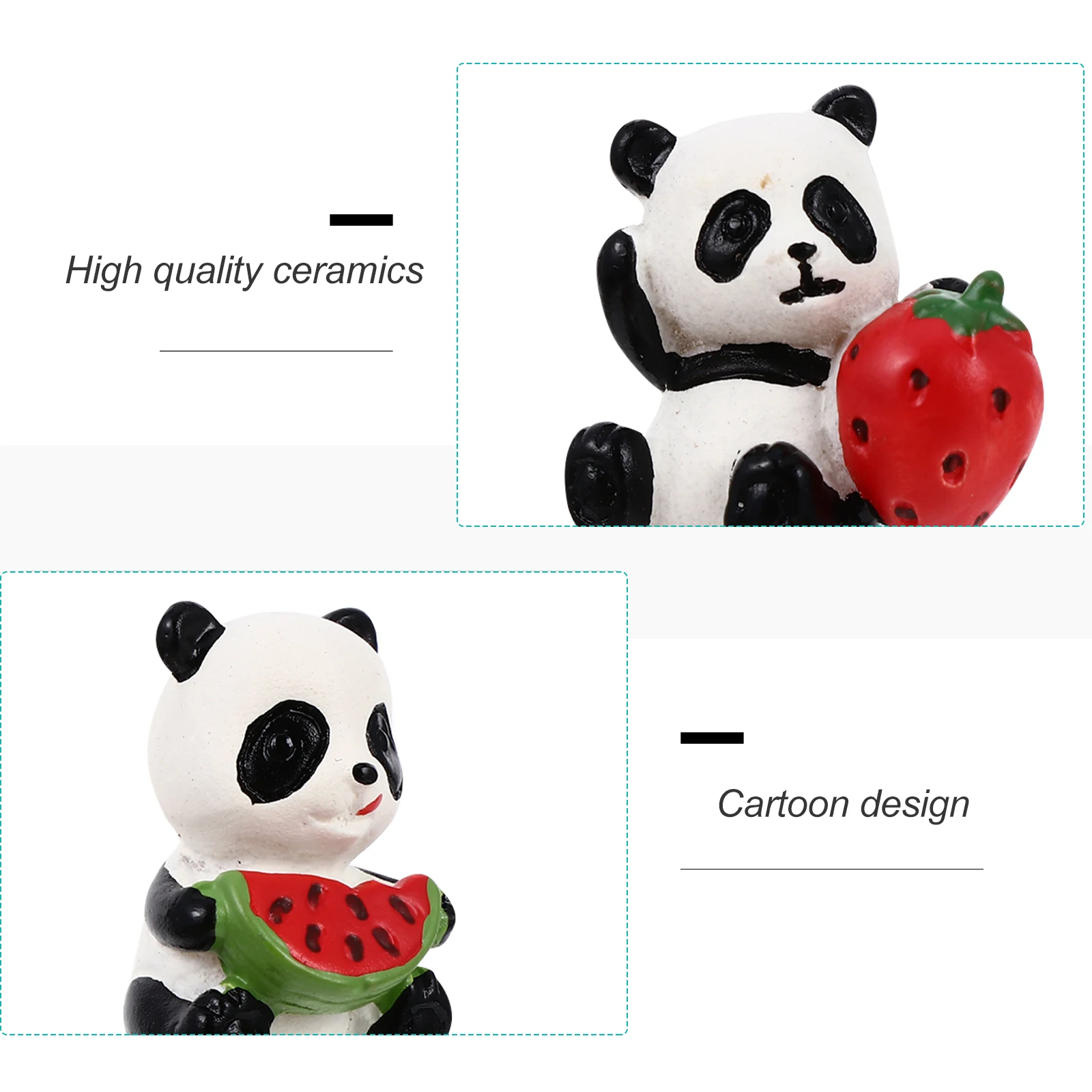 

4pcs Resin Mini Panda Succulent Ornament Dollhouse Decorations Fairy Garden Micro Landscape Animals Model for Terrariums