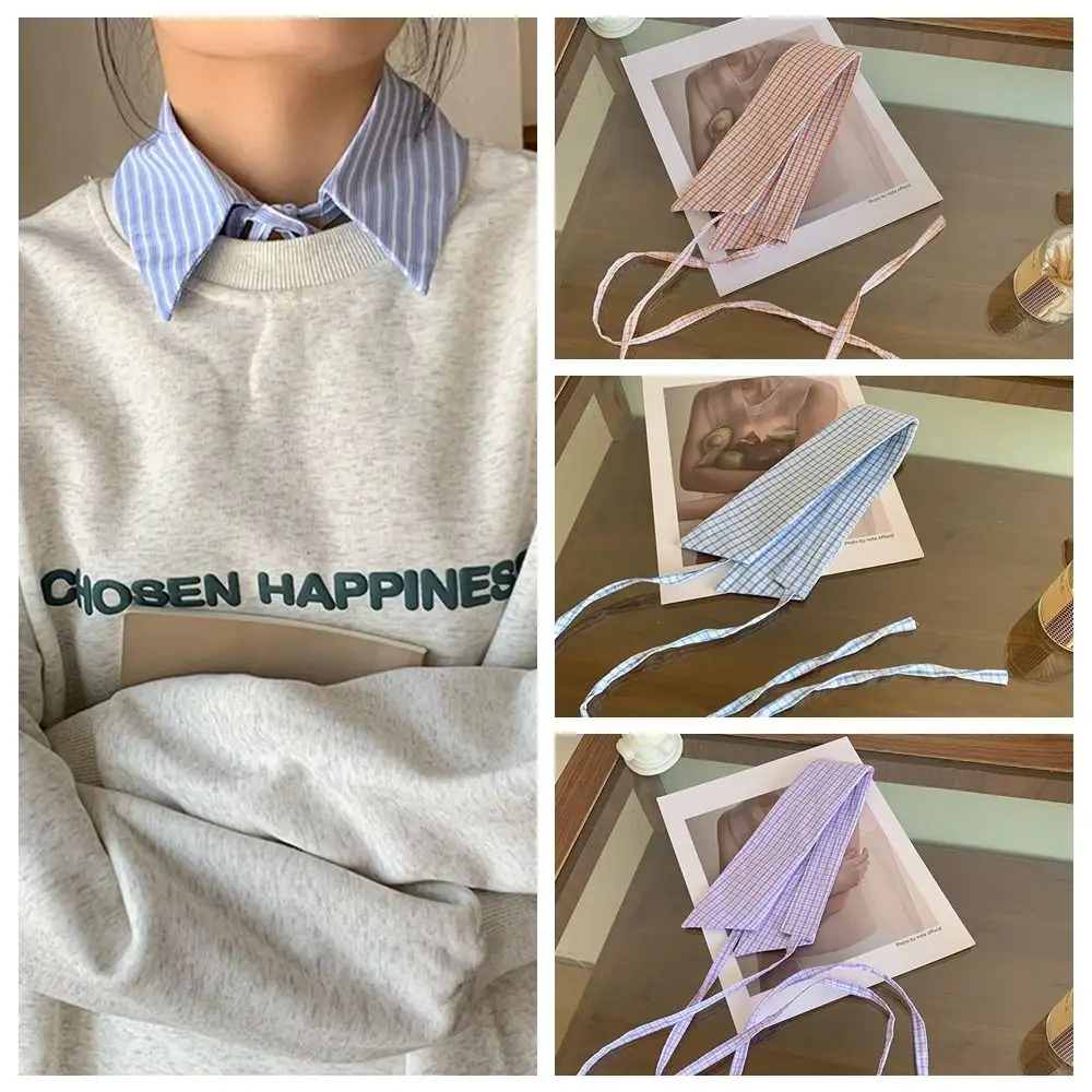 Plaid Stripe Shirt Fake Collar Comfortable Commute Blouse False Neckwear Decorative Easy To Wear Women's Detachable Collar