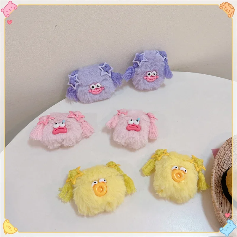 

Plush Ugly Cute Girl Case for AirPods Pro2 Airpod Pro 1 2 3 Bluetooth Earbuds Charging Box Protective Earphone Case Cover