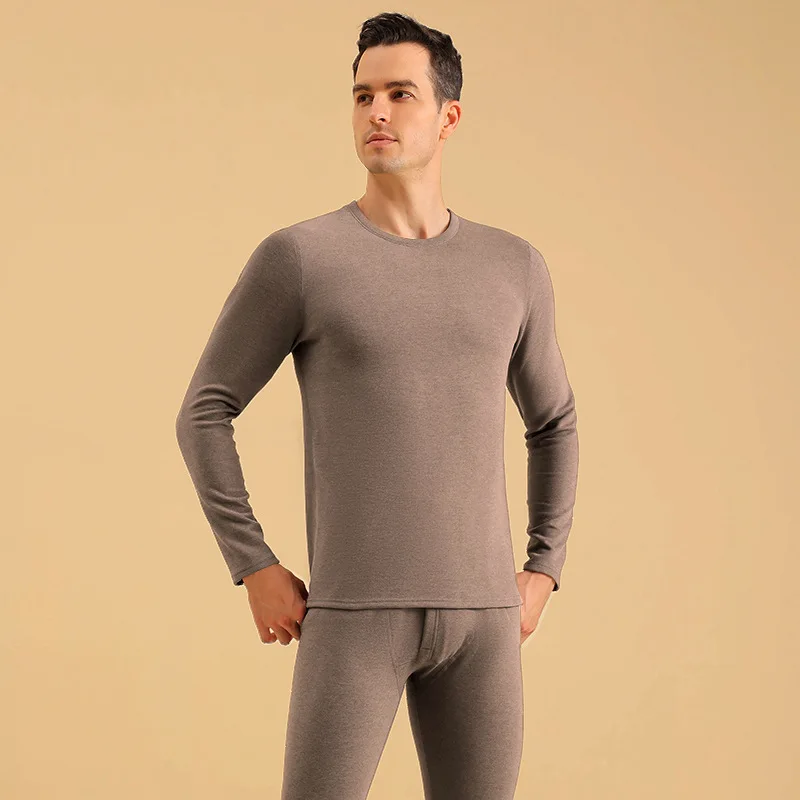 Autumn and Winter New Men and Women Double-Sided Brushed Thermal Underwear Set of Fall Clothing, Fall Pants Wool Silk Warmth