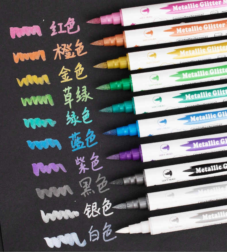 

10 Colors Metallic Pen Manga Permanent Writing Art Acrylic Markers Waterproof Plastic Gel Pen Writing Drawing Graffiti Stylo